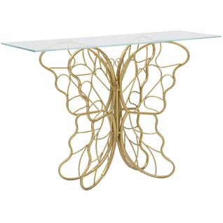 Console En Métal Et Verre Butterfly 110 X 40 X 76 Cm