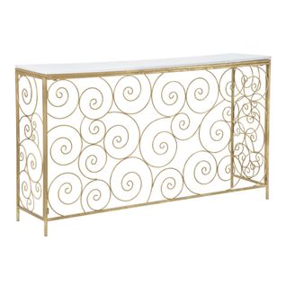 Console Design En Marbre "spirale" 140cm Blanc et Doré