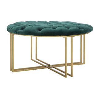 Pouf Capitonné En Velours "puffy" 90cm Vert et Or