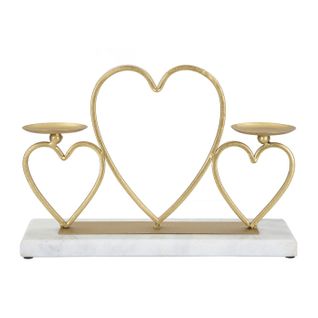 Bougeoir Design En Marbre "cœur" 30cm Or