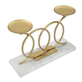 Bougeoir Design En Marbre "infinity" 30cm Or