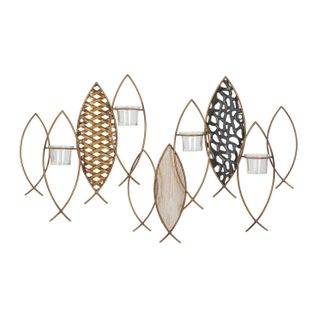 Photophore Mural En Métal "poissons" 66cm Multicolore