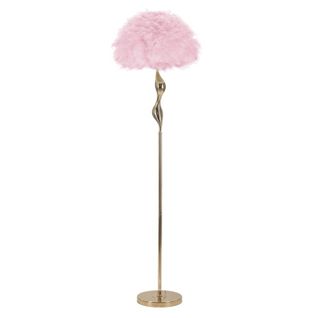 Lampadaire Imitation Plume "slim" 165cm Or et Rose