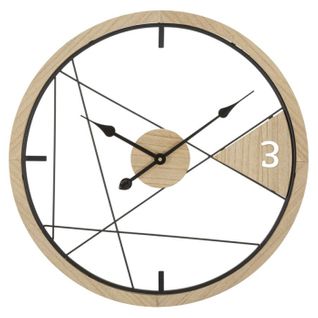 Horloge Murale En Métal "geometric" 60cm Naturel et Noir