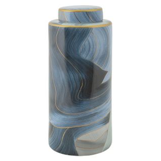 Vase Cylindrique En Céramique "elegant" 34cm Bleu