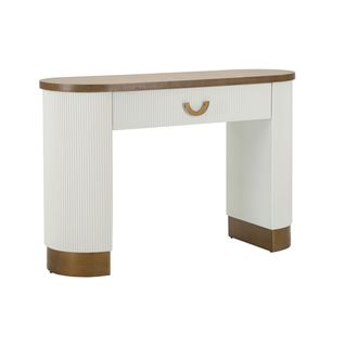 Console En Bois Avec 1 Tiroir "tolosa" 121cm Blanc et Naturel