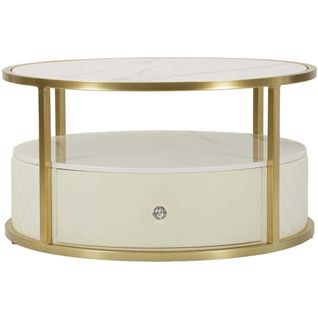 Table Basse Effet Matelassé Avec Tiroir Sharon 75 X 40 Cm