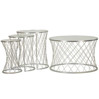 Set Table Basse Et 3 Tables D'appoints En Métal Noah Argent