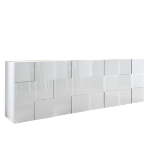 Buffet - Milano - 4 Portes - Blanc Laqué Brillant - 241 X 42 X 84 Cm