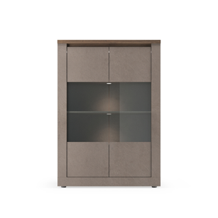 Vitrine 2 Portes, 3 Étagères En Bois Effet Bronze Et Mercure H160 Cm