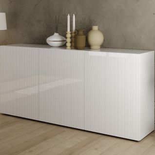 Buffet 3 portes 180 cm ELENA blanc laque brillant
