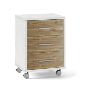 Commode 3 Tiroirs Sur Roulettes Épaisseur 25mm - Gris Et Marron