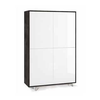 Armoire 4 Portes H161 L108 Kit Push-pull - Noir Et Blanc Brillant
