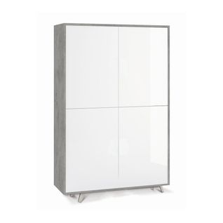 Armoire 4 Portes H161 L108 Kit Push-pull - Métal-clair Et Blanc Brillant