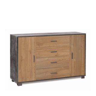 Armoire 2 Portes 4 Tiroirs H86 L136 Kit - Noir Et Marron