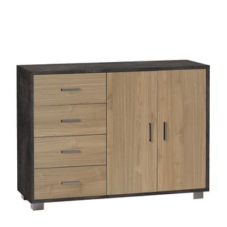 Armoire 2 Portes 4 Tiroirs H84 L174 Kit - Noir Et Marron