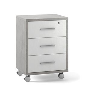 Commode 3 Tiroirs Sur Roulettes Épaisseur 25mm -  Métal-clair Et Gris