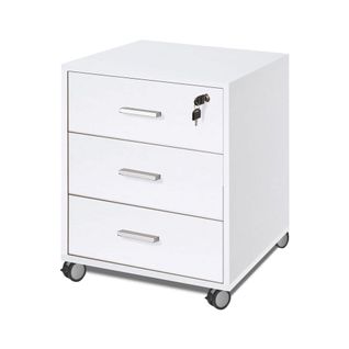 Commode 3 Tiroirs Sur Roulettes Épaisseur 18mm - Blanc
