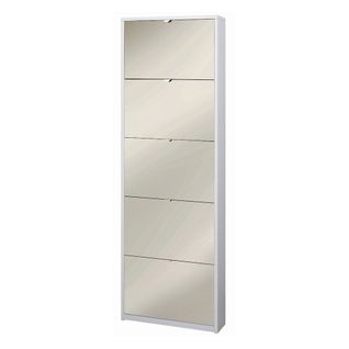 Étagère à Chaussures 5 Portes Miroir - Blanc