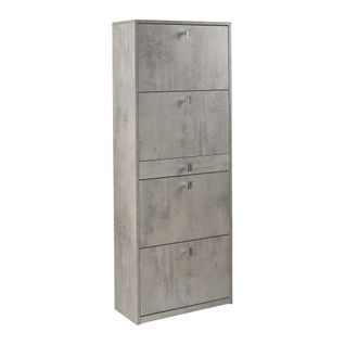 Armoire à Chaussures 4 Portes 1 Tiroir - Gris