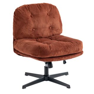 Fauteuil Salon Fonction D'inclinaison Pivotant Sur 360° En Velours Côtelé Rouge