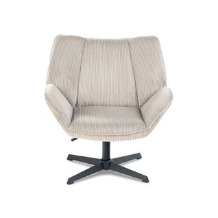 Fauteuil Salon Chaise Pivotant Sur 360° Avec Accoudoirs En Velours Côtelé Taupe Clair