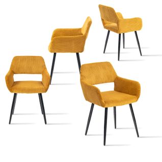 Lot De 4 Chaises De Salle à Manger En  En Métal Pour Cuisine Salon Chambre Bureau, Jaune