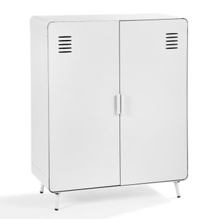 Meuble De Rangement Buffet Avec 2 Portes Et Étagères En Métal, Industriel, Blanc, 80x40x102cm