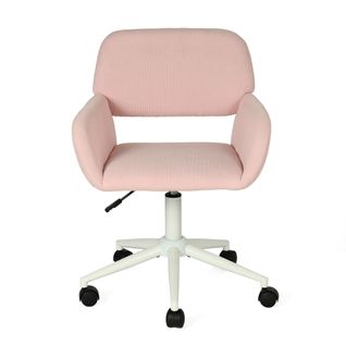 Chaise De Bureau Fauteuil Pivotant Hauteur Réglable En Velours Côtelé Rose