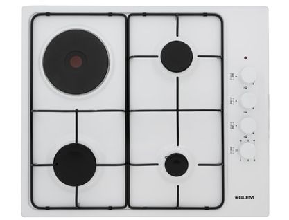 Plaque Mixte 3 foyers gaz + 1 électrique - Gtl647wh blanc