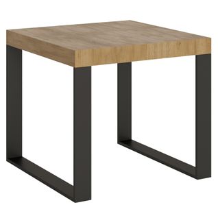 Table Extensible 90x90/246 Cm Tecno Chêne Nature Cadre Anthracite