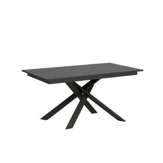 Table Extensible 90x160/220 Cm Ganty Anthracite Spatulé Bande De Chante Anthracite Cadre Anthracite