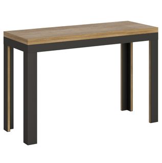 Table Extensible 120/200x45/90 Cm Linea Double Chêne Nature Cadre Anthracite