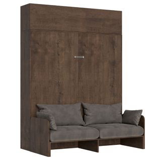 Armoire Lit Escamotable Vertical 160 Kentaro Sofa Avec Èlèment Haut Noyer