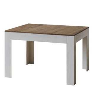 Table Extensible 90x120/180 Cm Bibi Mix Dessus Noyer Cadre Frêne Blanc