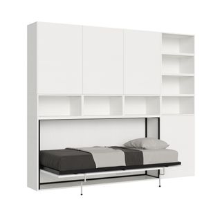 Armoire Lit Escamotable Horizontal 1 Couchage 85 Kando Composition E Frêne Blanc