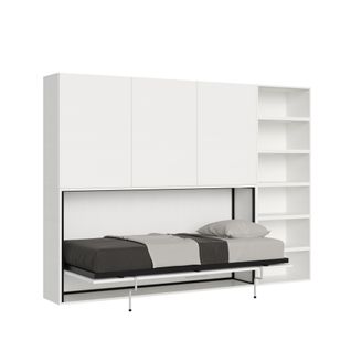 Armoire Lit Escamotable Horizontal 1 Couchage 85 Kando Composition G Frêne Blanc