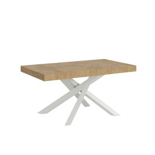 Table Extensible 90x200/304 Cm Volantis Chêne Nature Cadre Blanc