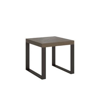 Table Extensible 90x90/246 Cm Tecno Taupe Pieds Anthracite