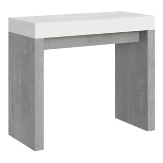 Console Extensible 90x40/196 Cm Roxell Mix Small Dessus Frêne Blanc - Structure Ciment