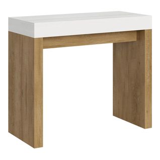 Console Extensible 90x40/300 Cm Roxell Mix Dessus Frêne Blanc - Structure Chêne Nature