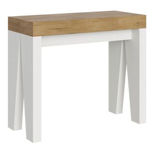Console Extensible 90x40/196 Cm Naxy Mix Small Dessus Chêne Nature  - Structure Frêne Blanc