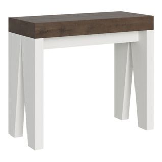 Console Extensible 90x40/300 Cm Naxy Mix Dessus Noyer  - Structure Frêne Blanc