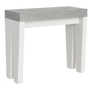 Console Extensible 90x40/196 Cm Spimbo Mix Small Dessus Ciment - Structure Frêne Blanc