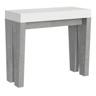 Console Extensible 90x40/300 Cm Spimbo Mix Dessus Frêne Blanc - Structure Ciment