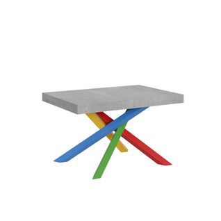 Table Extensible 90x120/224 Cm Volantis Gris Béton Cadre 4/b