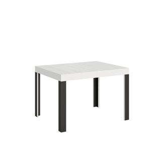 Table Extensible 80x120/204 Cm Linea Frêne Blanc Cadre Anthracite
