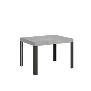 Table Extensible 80x120/204 Cm Linea Gris Béton Cadre Anthracite