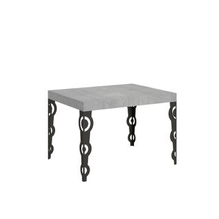 Table Extensible 70x110/194 Cm Karamay Gris Béton Cadre Anthracite