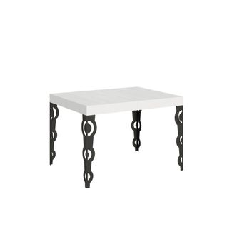 Table Extensible 80x120/204 Cm Karamay Frêne Blanc Cadre Anthracite